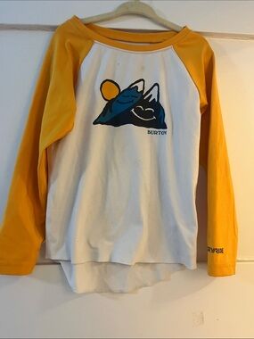 Burton Kids Yellow & White Raglan Mountain Graphic Long Sleeve Tee